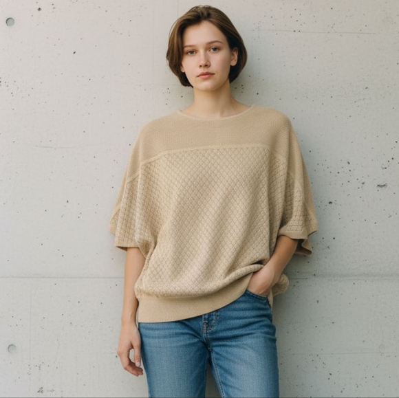 Magaschoni Tunic Top Relaxed Fit Textured Knit Over Sized Boxy Silhouette New - Picture 1 of 13